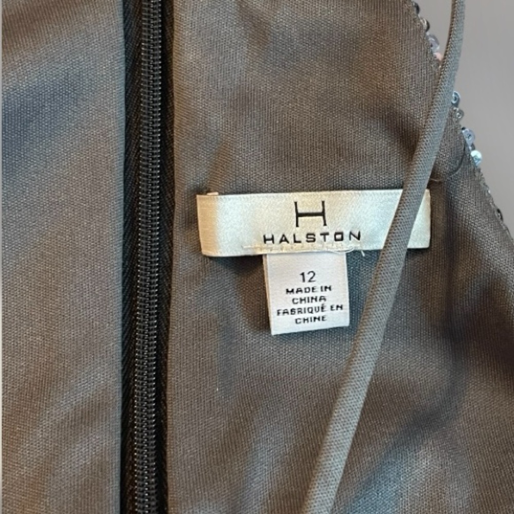 NWT Sexy Halston Sleeveless Silver Sequined Midi Dress - Picture 6 of 7